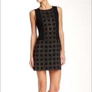 Trina Turk Gold Studded Black Sheath Dress